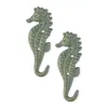 Set of 2 Coastal Seahorse Wall Hook - Decorative Nautical Hooks for Hanging