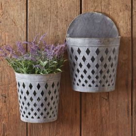WallSet of Two Open Weave Wall Hanging Buckets