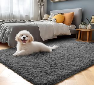 5x8 ft Rugs for Living Room,Grey Fluffy Carpet Large Fuzzy Plush Shag Comfy Soft, Non-Slip Indoor Floor Carpet,Room,Bedroom,Playroom