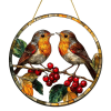 CIFbuy Acrylic Glass Cardinal Bird Window Decor with Red Berries Hanging Home Decor Gift (TikTok, temu pick-up service)