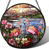 CIFbuy Acrylic Flamingo Garden Sun Catcher Window Door Hanging Outdoor Home Decor Colorful Ornamental Pendant(TikTok, temu pick-up service)