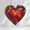 CIFbuy Acrylic Window Decor Outdoor Indoor Autumn Foliage Heart Red Stained Glass Style Wall Art for Home Garden Balcony Gift (TikTok