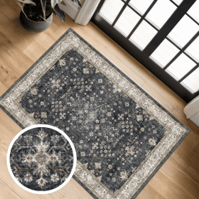 Black Washable 2x3 Entry Rug, Small Rugs for Entryway Kitchen Bathroom Door Mat Indoor Entrance, Non Slip Rubber Backing, Stain & Fade Resistant