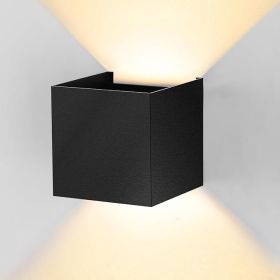 Modern LED Wall Sconce, 3000K Warm White Up & Down Wall Light for Bedroom, Wall Lamp with Adjustable Angle, Black Minimalist Design for Living Room