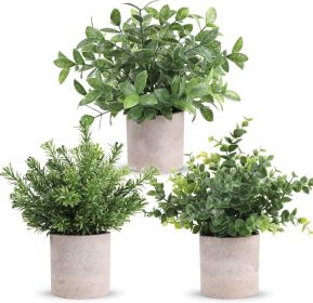 3 Pack Mini Potted Fake Plants Artificial Plastic Eucalyptus Plants Centerpieces for Table Home Office Desk Accessories Farmhouse Room Classroom Decor