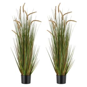 VEVOR Artificial Grass Plant, 2 Pack 47 inch Horsetail Reed Grass in Pot