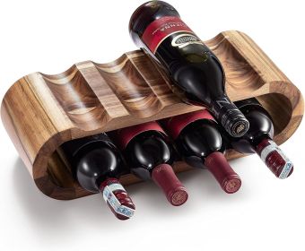 Wooden Countertop Wine Rack – 8-Bottle Acacia Wine Holder Stand – Freestanding Wine Storage – Great for Home Decor No Assembly Required