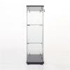 One Door Glass Cabinet Glass Display Cabinet with 3 Shelves, Black