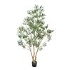 VEVOR 8FT Artificial Olive Tree with Black Pot, Tall Fake Tree with Natural Wood Trunk & Realistic Green Leaves and Fruits, Indoor Faux Plant for Home