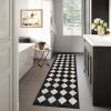Washable Black and White Kitchen Runner Rug, 2x5 Soft Non Slip Laundry Room Rug Bathroom Runner Rugs with Rubber Backing