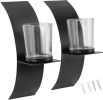 Wall Mounted Candlelder Kit Iron 3D Arc Candle Tray Wall Sconce with Glass