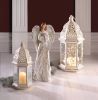 Rustic Small White Lantern with Distressed Finish