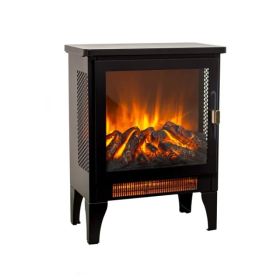 17 Inch Freestanding Electric Fireplace Stove Heater With 3D Flame Effect,Black (Option: Defaulttitle)