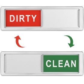 2 Pack Dishwasher Magnet Clean Dirty Sign Shutter Only Changes When You Push It Non-Scratching Strong Magnet Options Indicator (Color: black)