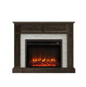 47" Electric Fireplace Remote Control With 2 Drawer (Color: Brown)