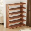 5/6-layer practical storage rack, shoe rack, space-saving design, multi-layer independent storage rack, wood grain finish, easy to assemble